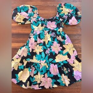 Billabong Dress with Floral Puff Sleeves